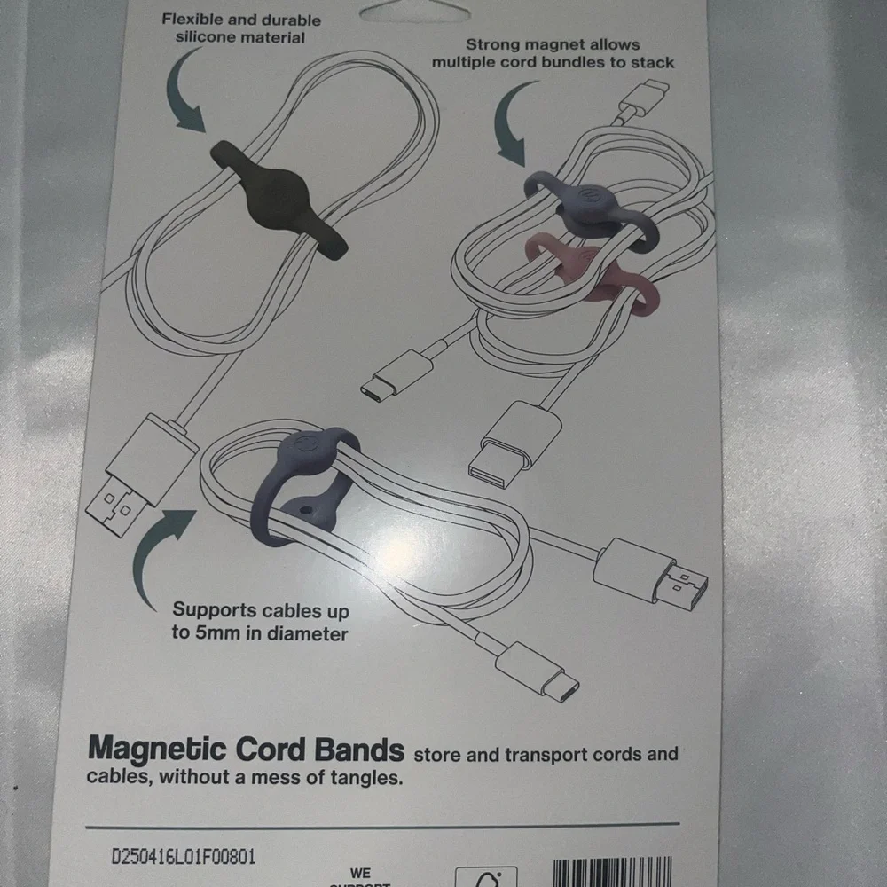 Magnetic Cord Bands - Green, Pink, Blue